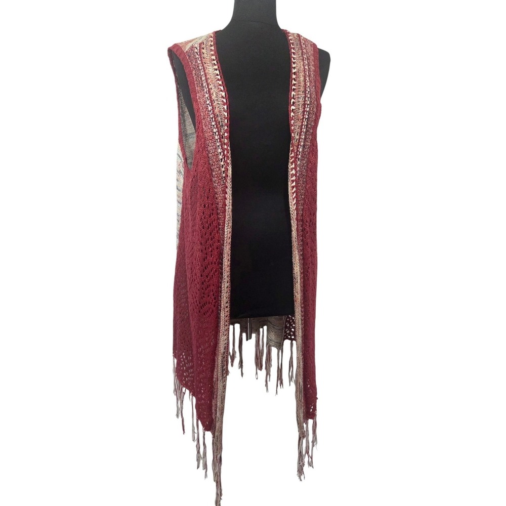 Absolutely Famous Open Crochet Shrug Cardigan Fringe Festival Boho Vibes Size 3X